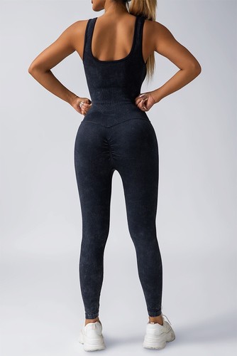 Women Workout Jumpsuit Lace up Front Romper Bottom Pants Bodysuit Sexy One Piece - Picture 13 of 29