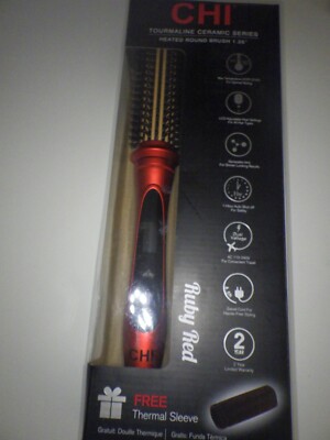 CHI Tourmaline Ceramic Heated Round Brush,Ruby Red, 1.25