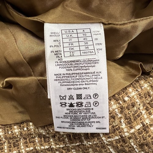 Brooks Brothers rotes Fleece Tweed Sakko Damen 4 braun gestreift Haken Ösenverschluss - Bild 10 von 14