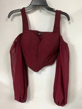 Windsor Women  s Red Corset Long Sleeve Crop Top Size XS