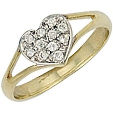 Baby Child's Heart Ring Solid Yellow Gold British Made Gemstone Hallmarked