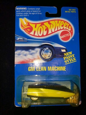 1991 Hot Wheels Blue/White Card #268 GM LEAN MACHINE Black-Lime 