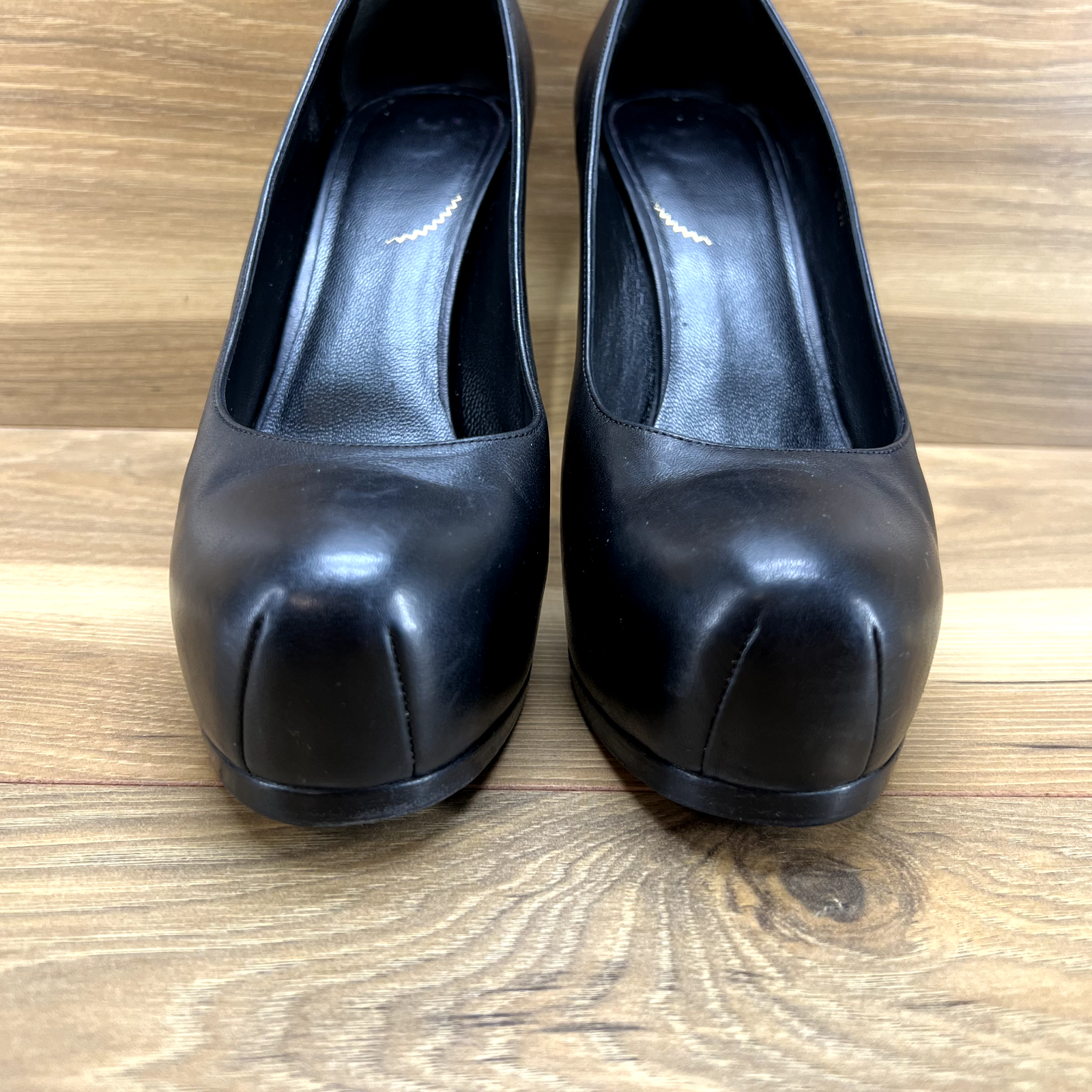 Yves Saint Laurent YSL 8 5 EU 38 5 omaggio pelle nera punta tonda tacco plateau