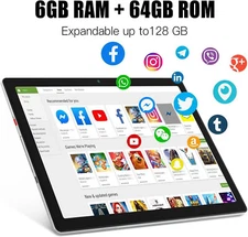AEEZO 10 Inch Android 13 Tablet 6GB RAM 64GB Quad Core 1280×800 HD+IPS Screen