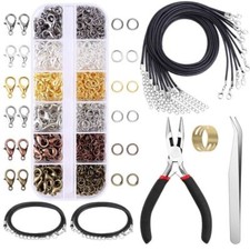 973pcs Jewelry Making Kit Findings Jump Rings Lobster Clasps Cord DIY Necklace