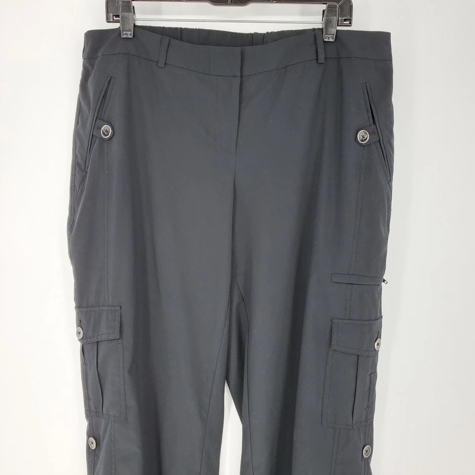 Pantalones cargo Soma Utility para mujer grandes negros de tela elástica Foto 2 de 4