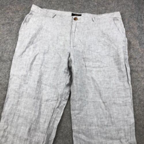 Club Room Pants Mens 34x30 Gray Regular Fit Chino Flat Front Linen Luxury - Picture 4 of 11
