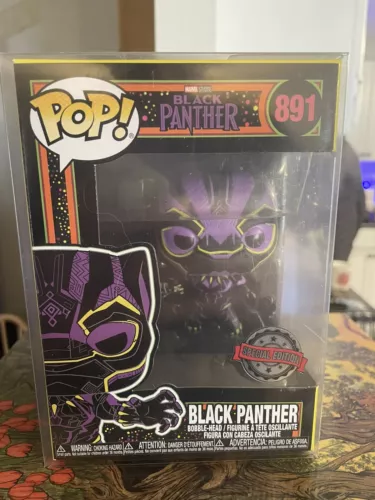 Funko POP! Marvel Black Panther Black Light se Exclusive #891 W/ Protector