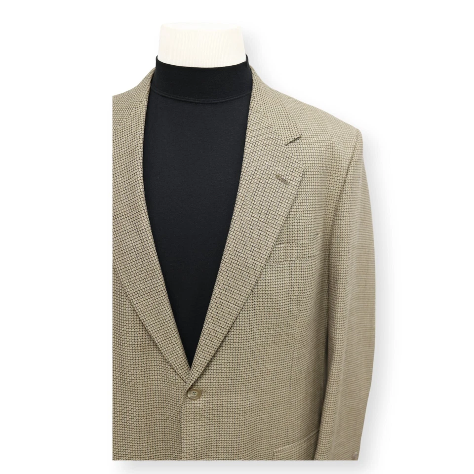 Jaqueta blazer DANIEL HECHTER masculina bege bronzeado estampada EUA casaco esportivo 44 L - Imagem 3 de 4