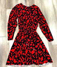 NWT ZARA Women’s Red Black Abstract Print Ruffle Cute Chic Short Dress Small S