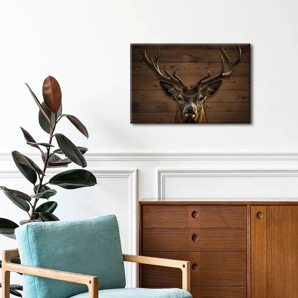 "Cuadros de ciervos decoración rústica, arte de vida silvestre para sala 16x24""" Foto 4 de 4