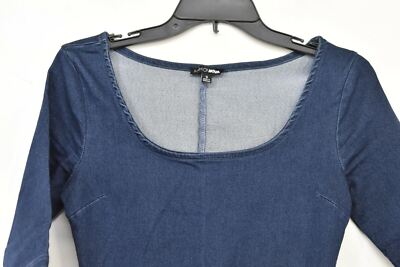Fashion Nova Women Blue Long Sleeve Square Neck Denim Casual Bodycon Dress  S | eBay