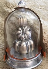 RARE MARTHA STEWART FALL THANKSGIVING STACKED PUMPKINS GLASS DOME CENTERPIECE