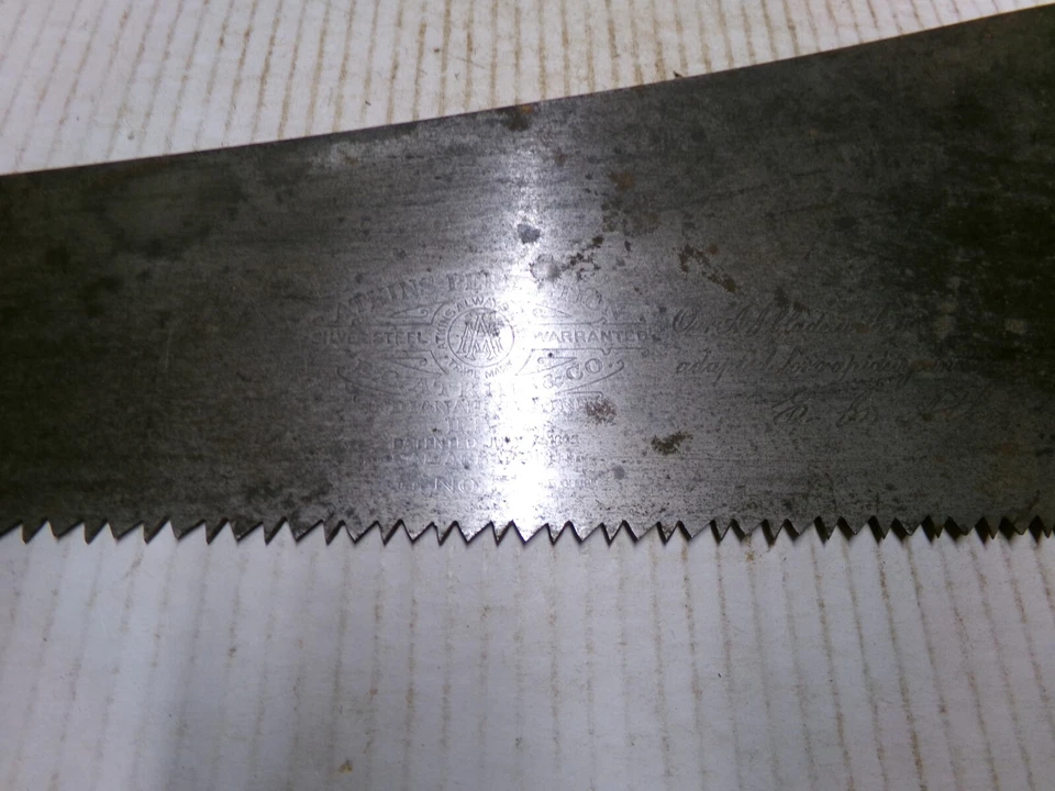 Atkins 5 TPI Hand Saw No 53 Silver Steel 26" Woodworking Tool Vintage - Image 4 of 4