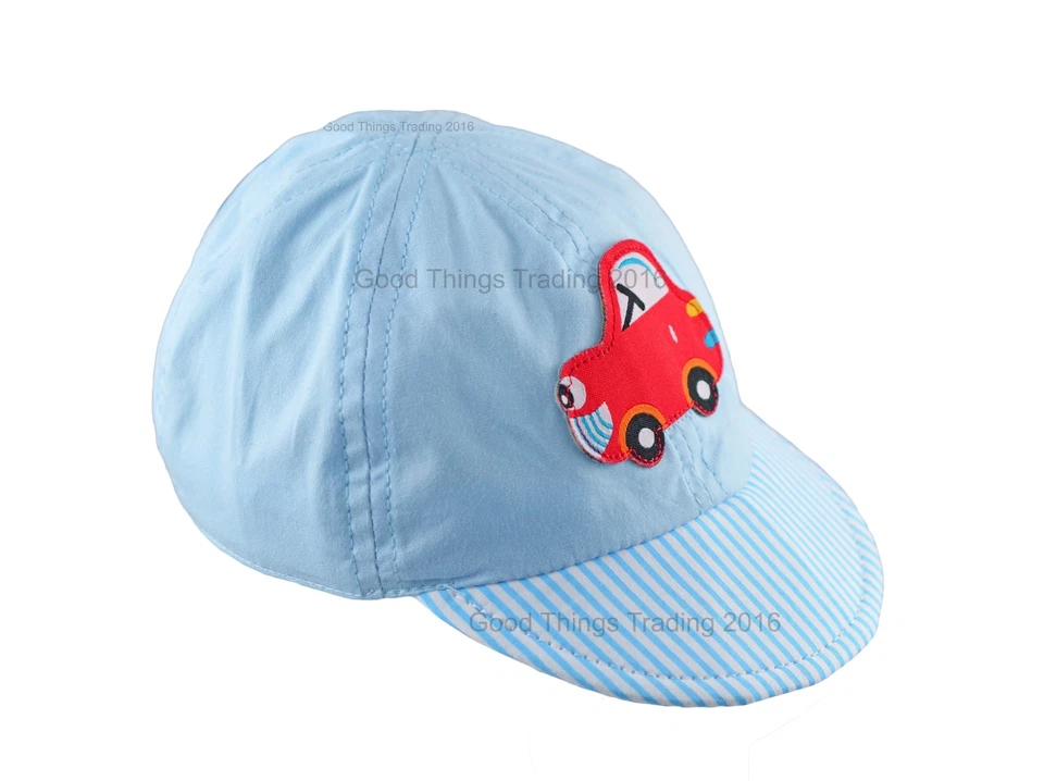 Sombrero de sol bebé niños gorra de verano sombrero de playa algodón azul rojo ala a rayas coche 0-3 3-6M Foto 3 de 4