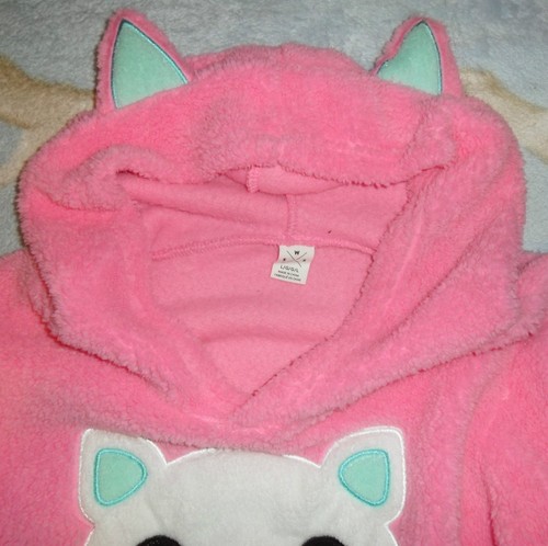Women's Fuzzy Cute Cat Sweater Pink Hoodie With Ears Medium New - Picture 3 of 3