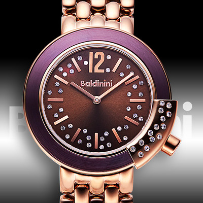 Montre Femme Baldinini - Mouvement Suisse Authentique, Boîtier Or Rose 37mm, Étanche 50m