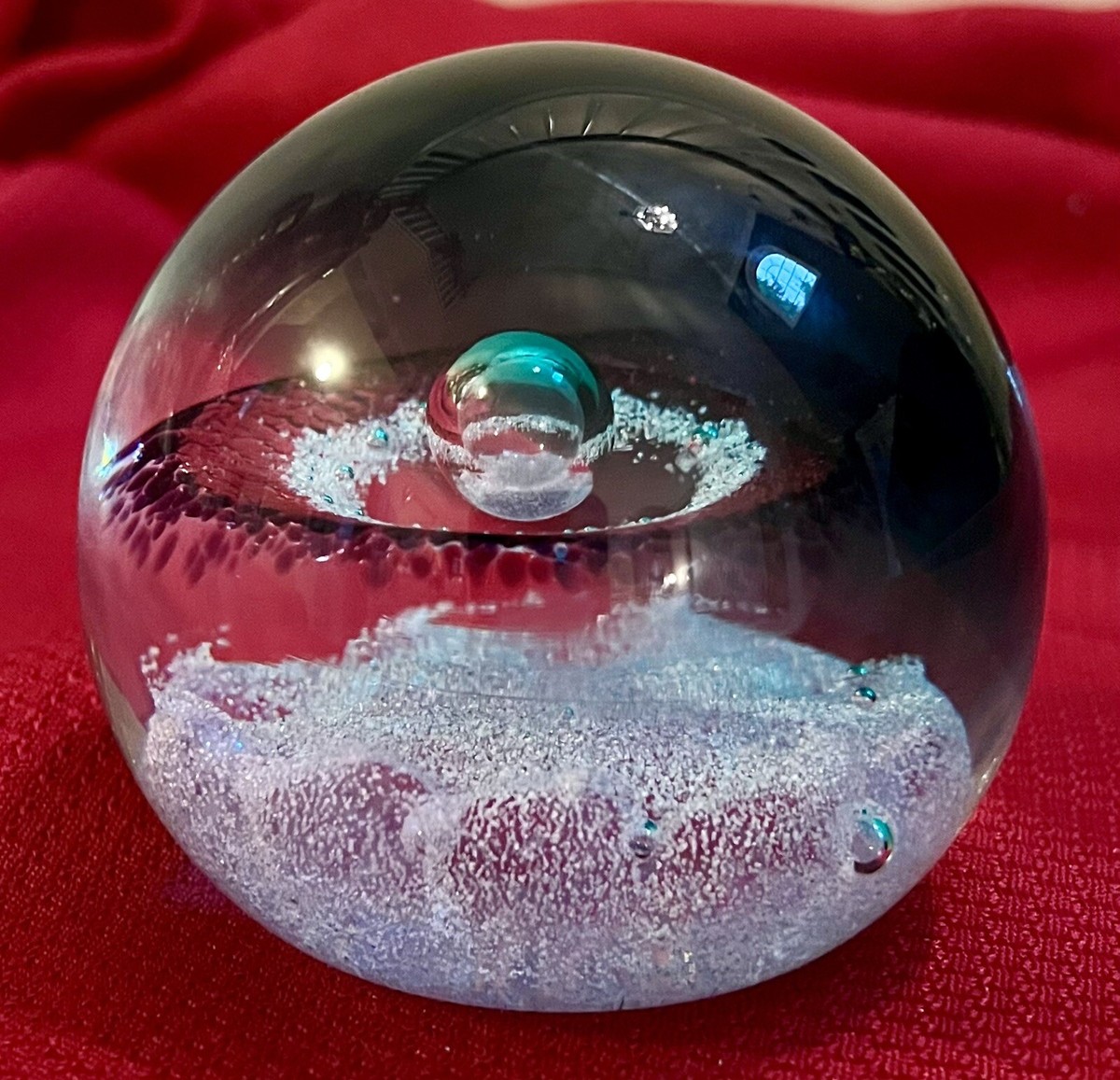 Signed Cathness Scotland Vintage Art Glass Paperweight SATURN