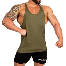 Men’s Cotton Stringer Tank Bodybuilding Exercise Training Activewear Muscle