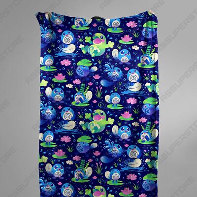 Poliwag Politoed Fleece Blanket Home Decor Politoed Poliwag Blanket Gift