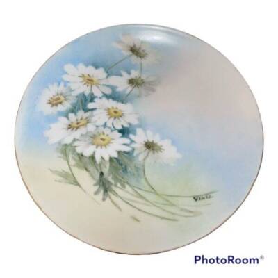 Vintage Weimar Germany Plate Daisies Viner Hand Painted Collectible Welmar