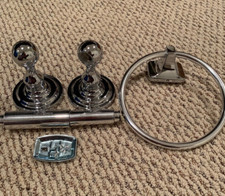 Chrome toilet paper holder and ring towel bar set