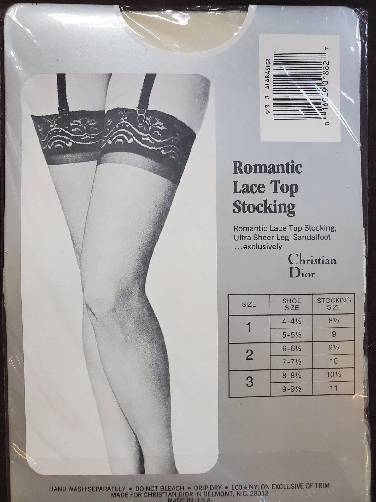 Bas de jarretière en nylon vintage Dead Stock Christian Dior dentelle Thi Hi taille 3 ALBÂTRE
