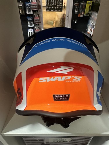 Helmet Jet Trial off-Road Swaps S769 Trooper White Orange Blue SIZE S 55-56 - Picture 9 of 14
