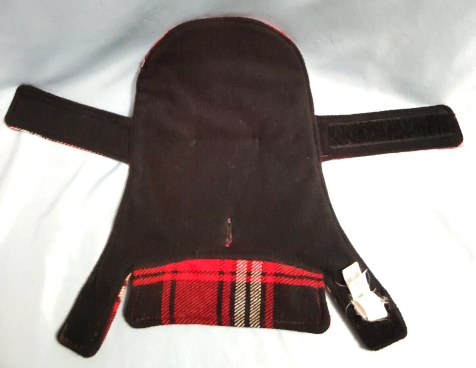 Simply Dog 红色白色格子 12 英寸腰小号宠物外套 8.5 宽 — 第 2/2 张图片