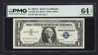 United States-Silver Certificate 1 Dollar 1957A Fr#1620 (HA Block) UNC Grade 64