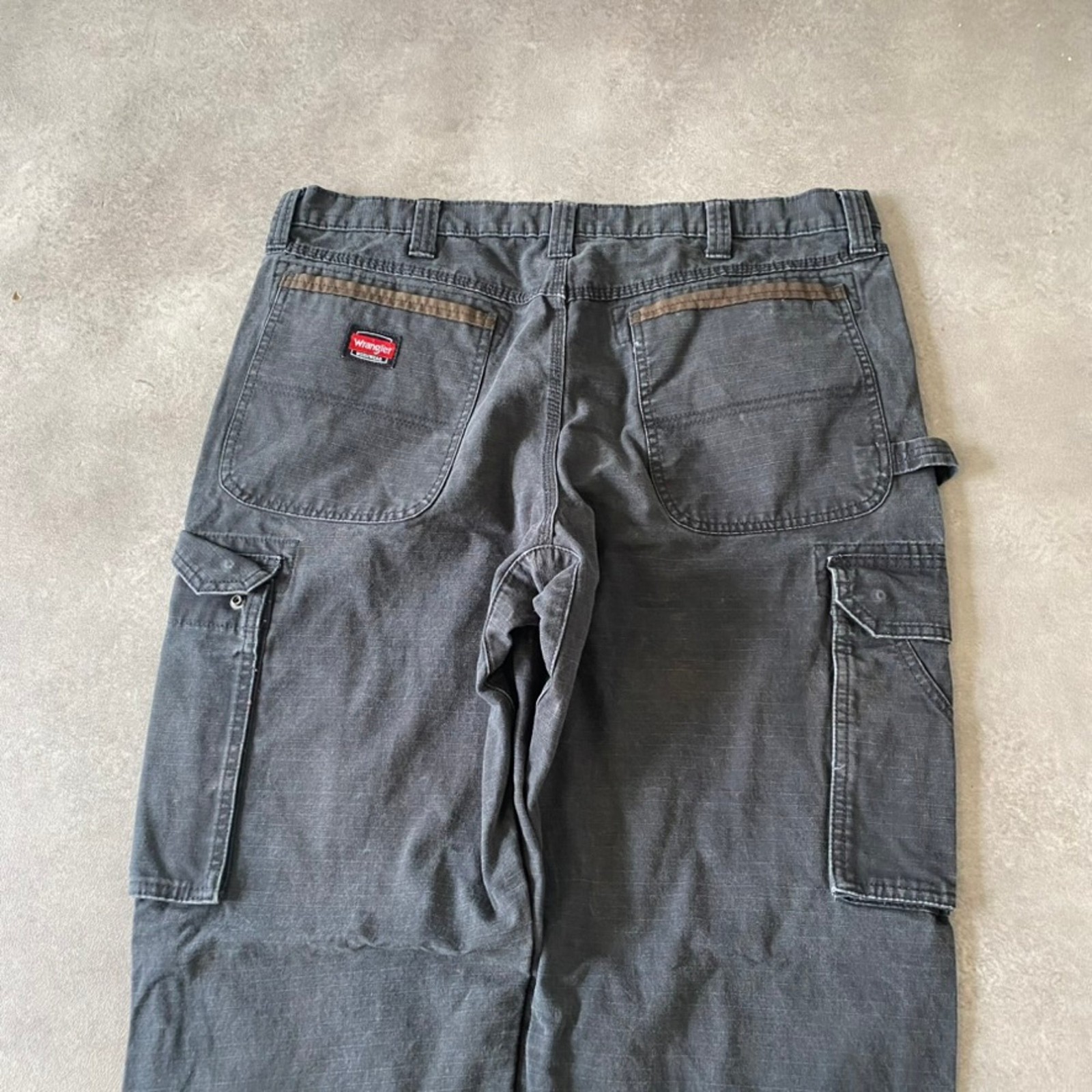 Wrangler Workwear Cargo Trousers Mens 38" Baggy Fit Utility Pants, Black image 6