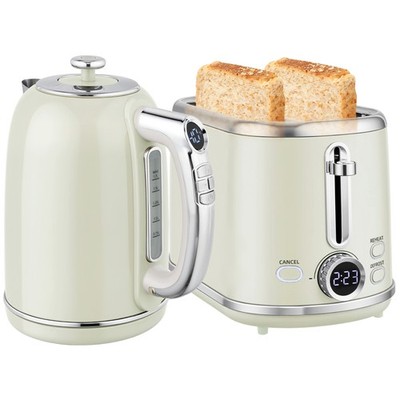 HOMCOM 3000W 1,7L 2-Scheiben-Toaster und Wasserkocher mit Warmhalte-Memory-Funktion