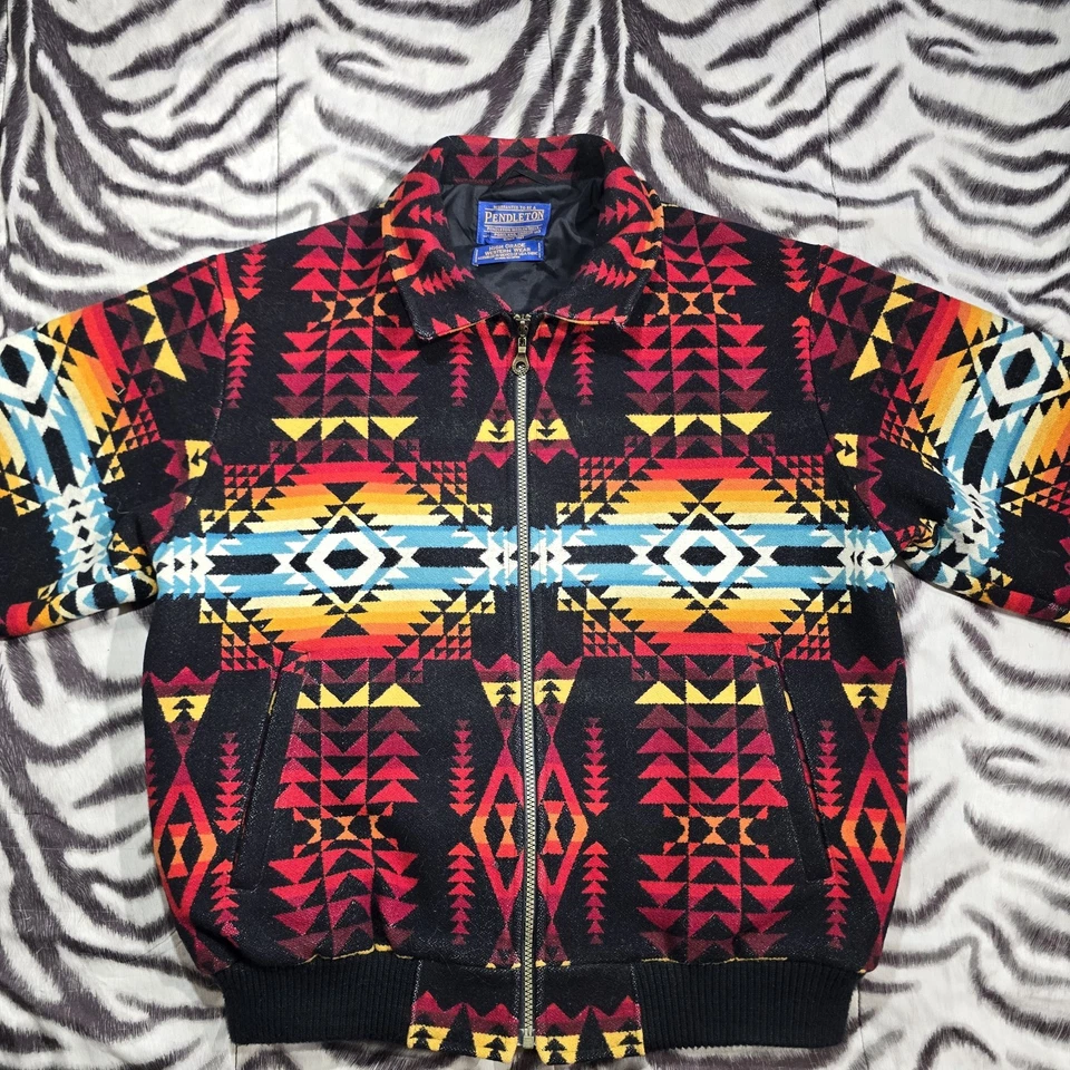 Pendleton wool varsity jacket aztec geometric design mens L red chief Joseph - Image 2 of 4