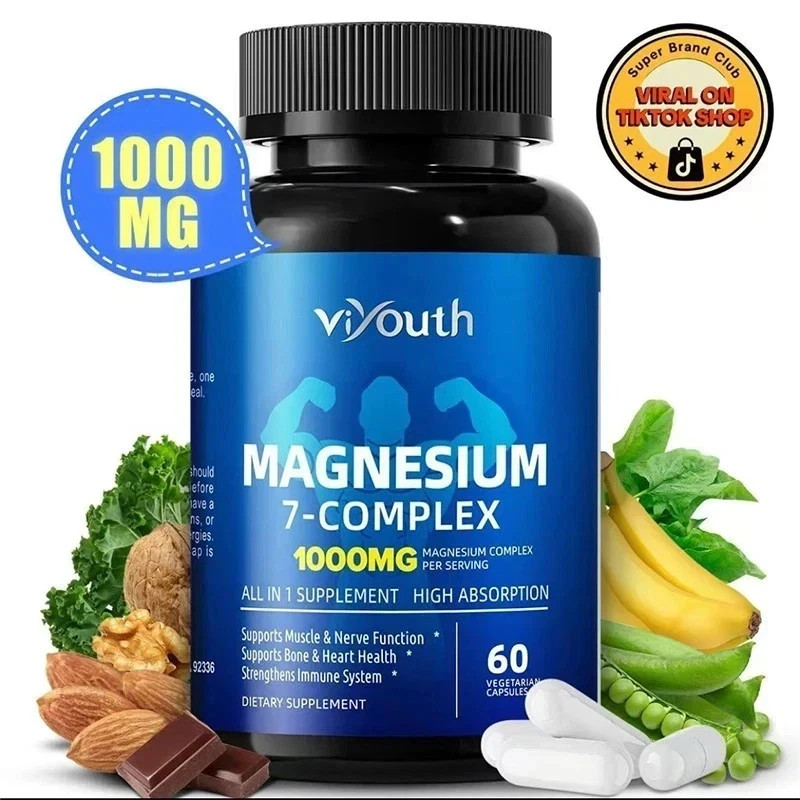 Viyouth Magnesium 7 Complex Capsules 60 Count Sleep Support Bone Health