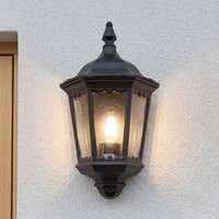 Wandleuchte AußEn Glas Metall Schwarz IP43 B:26 Cm E27 AußEnlampe Rustikal