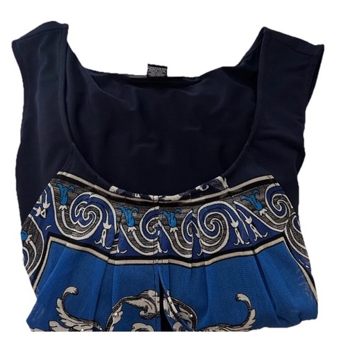 Alfani Women’s Size Large Flowy Sides Sleeveless Bling Blouse Regal July Blue - Picture 7 of 7