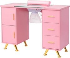 Manicure Table Nail Desk Beauty Salon Nail Supplies with Glass Top Professional