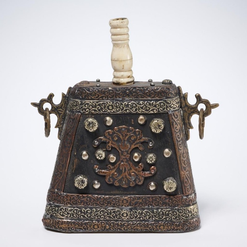 Moroccan Berber Antique Gunpowder Powder Flask 8.25"h 6.25"w