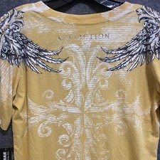 NEW Affliction Los Angeles T Shirt Women XL Wings Cross V Neck Grunge Distressed