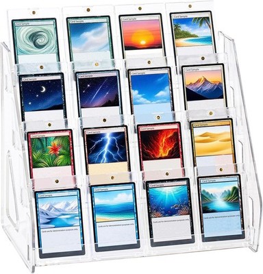4 Tier Acrylic Trading Card Display Stand, 12'' Riser Display Shelf for Magnet...