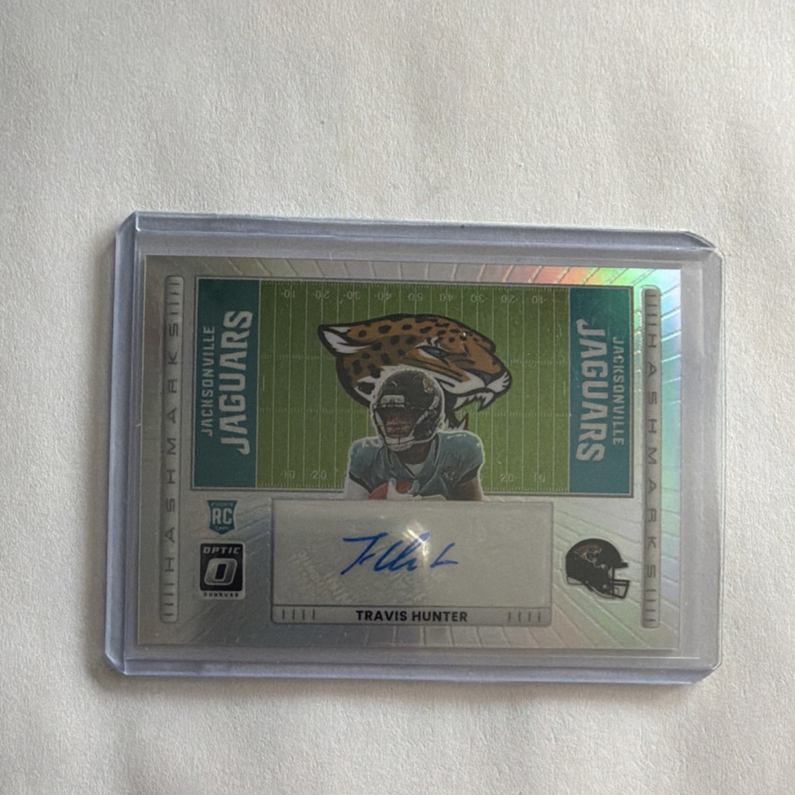 2025 Panini Donruss Optic Hash Marks Travis Hunter Rookie Autograph Jaguars