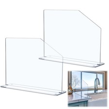 2 Pcs Clear Acrylic Sink Splash Guard Freestanding Panel Barrier with Easy Re...