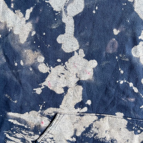 Y2K Bleached Thrashed Blue Blank Tie Dye Hoodie Sweatshirt - Bild 10 von 13