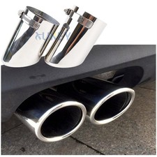 Universal Car Twin Exhaust Tail Tip Pipe Trim Dual Muffler Sport Chrome 52~73mm