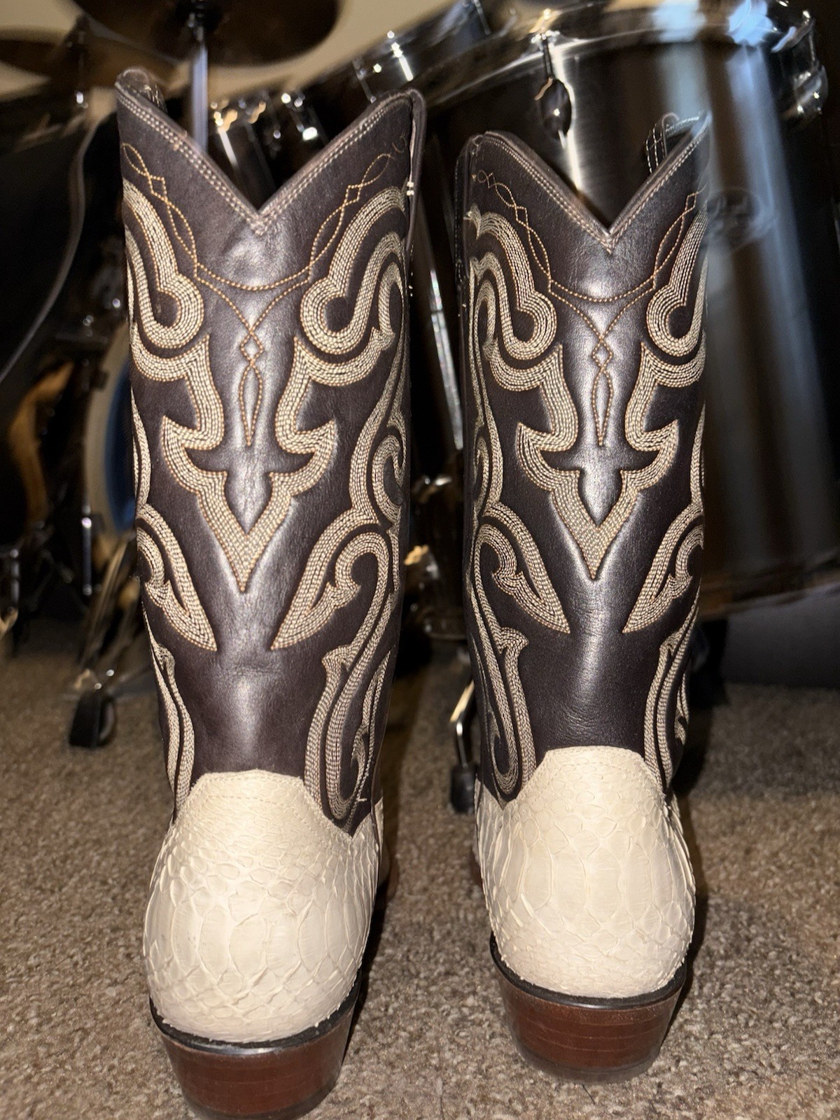 10.0 D Matte bone Genuine Python Cowboy Country W… - image 4