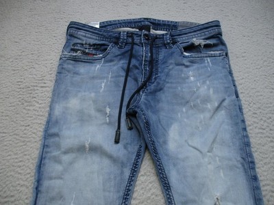 DIESEL THAVAR SP-NE ダメージ加工コーティングデニムパンツ Diesel Thavar SP-NE Jeans Mens 32x32 Blue Sweatpants Distressed