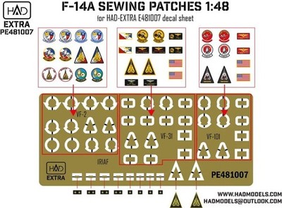HAD Models HADPE481007 - 1/48 F-14A-D sewing patches and Helmet Markings - Neu