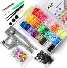 Snaps and Snap Pliers Set, 375 Sets T5 Plastic Buttons for Sewing and Crafting