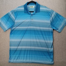 Ben Hogan Performance Golf Polo Shirt Men's XL Blue Striped Short Sleeve