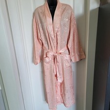 Victoria Secret Vintage Gold Label Pink Satin Long Belted Robe PS Women's FLAW